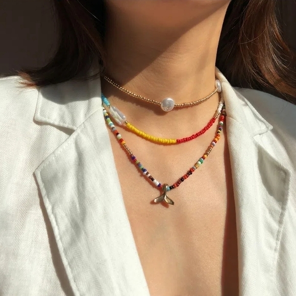 Other - 𝅺FISHTAIL Pendant Beaded Necklace